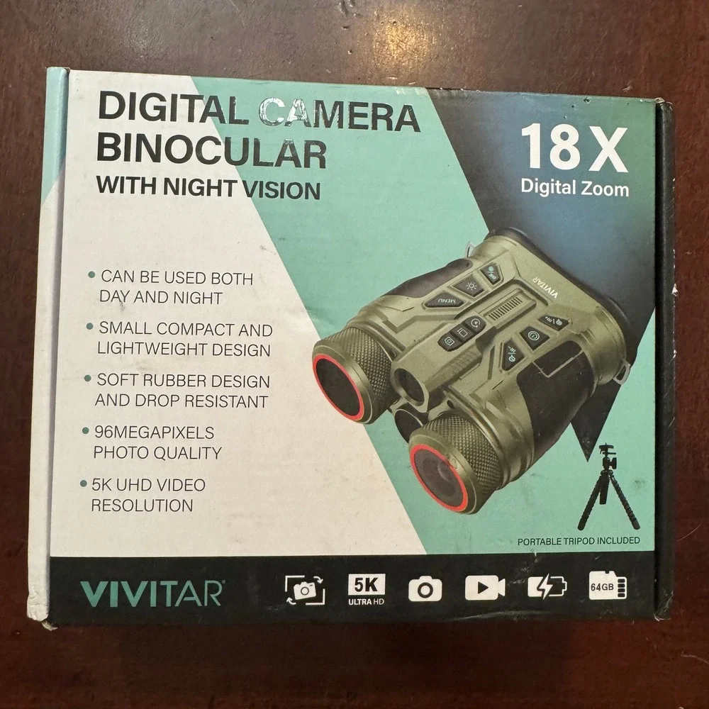 NWB Vivitar Digital Camera Binoculars 18X Zoom Night Vision 5K UHD Video 96MP VI